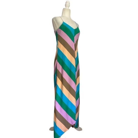 Tibi Julian Chevron Multi Stripe Maxi Slip Dress - Picture 7 of 15